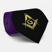 Gepersonaliseerde Masonic Necktie | Paars en goud Stropdas (Opgerold)