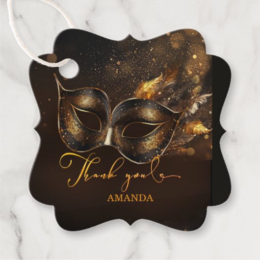 Gepersonaliseerde  Masquerade Favoriet Tag Bedankjes Labels (Voorkant)