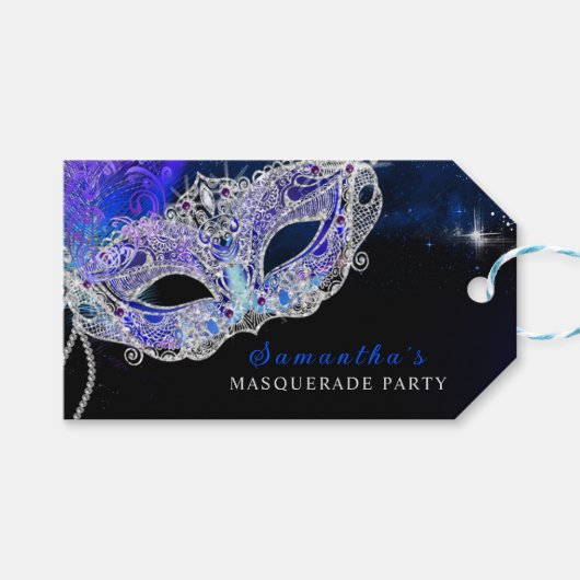 Gepersonaliseerde Masquerade Party Cadeaulabel (Voorkant (Horizontaal))