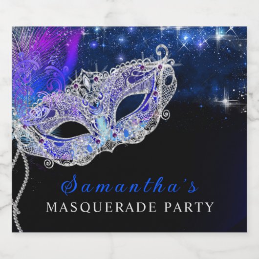 Gepersonaliseerde Masquerade Party Likeurfles Etiket (Enkel label)