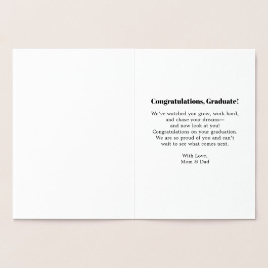 Gepersonaliseerde Masters Degree Afstuderen beheer Folie Kaarten (Binnen)