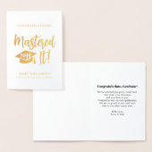 Gepersonaliseerde Masters Degree Afstuderen beheer Folie Kaarten (Display)
