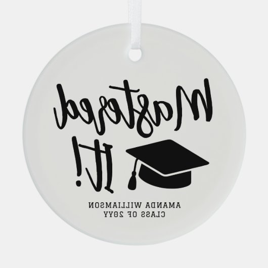 Gepersonaliseerde Masters Degree Afstuderen beheer Glas Ornament (Achterkant)