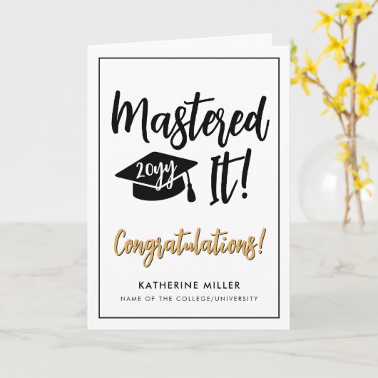 Gepersonaliseerde Masters Degree Afstuderen beheer Kaart (Gele Bloem)