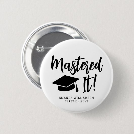 Gepersonaliseerde Masters Degree Afstuderen beheer Ronde Button 5,7 Cm (Voorkant /achterkant)