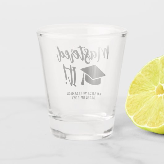 Gepersonaliseerde Masters Degree Afstuderen beheer Shot Glas (Achterkant)