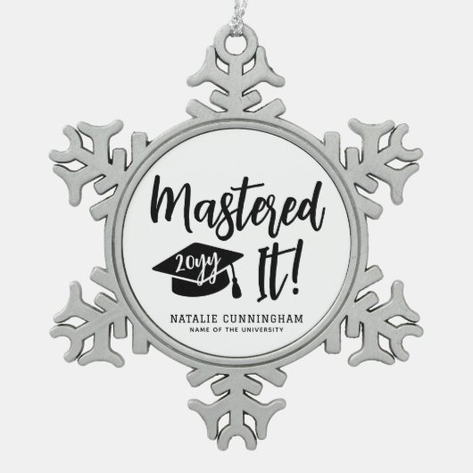 Gepersonaliseerde Masters Degree Afstuderen beheer Tin Sneeuwvlok Ornament (Voorkant)