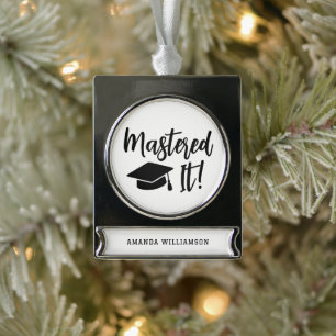 Gepersonaliseerde Masters Degree Afstuderen beheer Verzilverd Banner Ornament