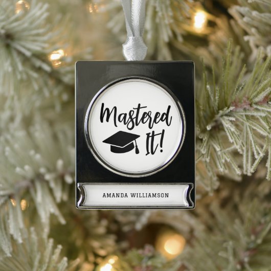 Gepersonaliseerde Masters Degree Afstuderen beheer Verzilverd Banner Ornament (Boom)