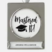 Gepersonaliseerde Masters Degree Afstuderen beheer Verzilverd Banner Ornament (Voorkant)