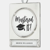 Gepersonaliseerde Masters Degree Afstuderen beheer Verzilverd Banner Ornament (Links)