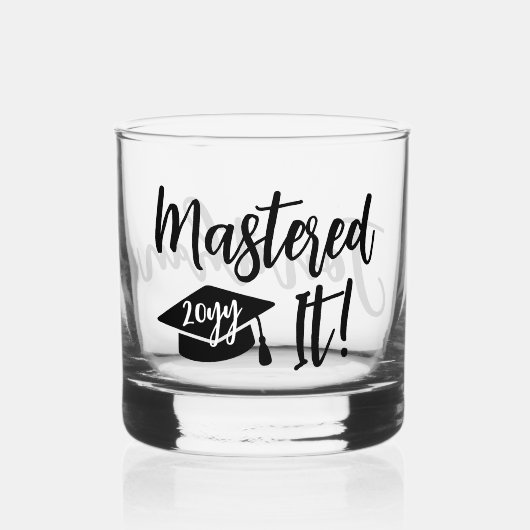 Gepersonaliseerde Masters Degree Afstuderen beheer Whisky Glas (Voorkant)