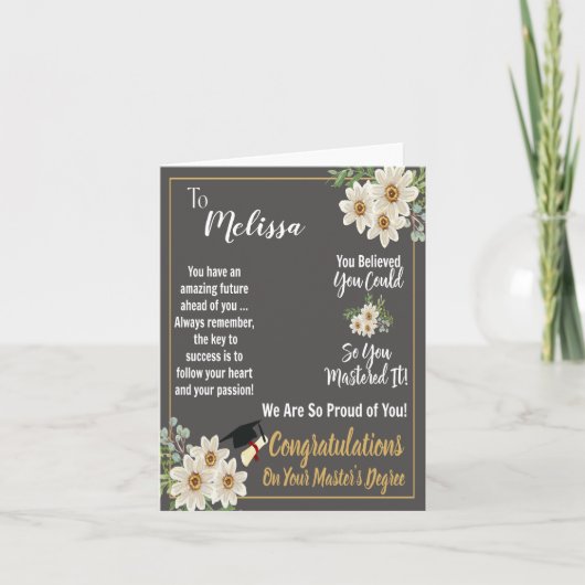 Gepersonaliseerde Master's Degree Afstuderen Kaart (Voorkant)