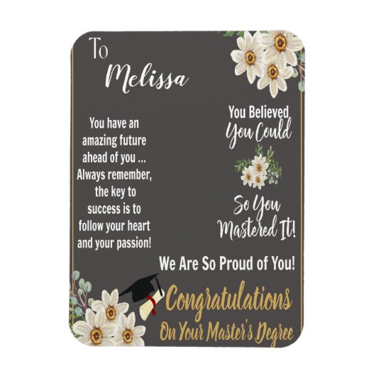Gepersonaliseerde Master's Degree Afstuderen Magneet (Verticaal)