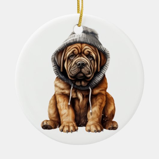 Gepersonaliseerde Mastiff Dog Art Keramisch Ornament (Voorkant)