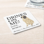 Gepersonaliseerde Mastiff Hond bruiloft Kartonnen Onderzetters (Schuin)