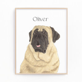 Gepersonaliseerde Mastiff Portrait Art Foto Afdruk