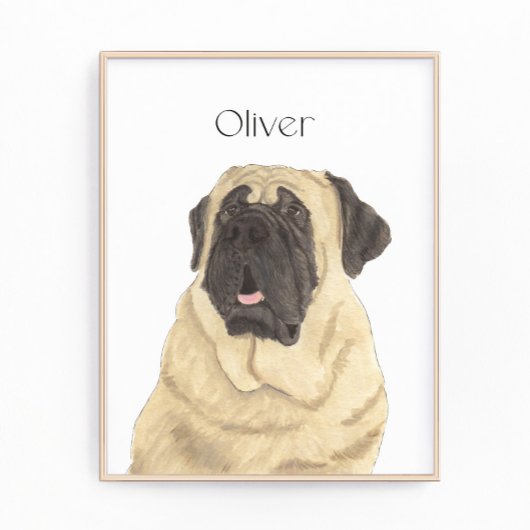 Gepersonaliseerde Mastiff Portrait Art Foto Afdruk