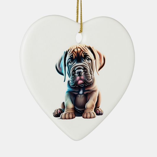 Gepersonaliseerde Mastiff Puppy Keramisch Ornament (Rechts)