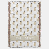 Gepersonaliseerde Mastiff Roze & Wit Deken (Voorkant Verticaal)