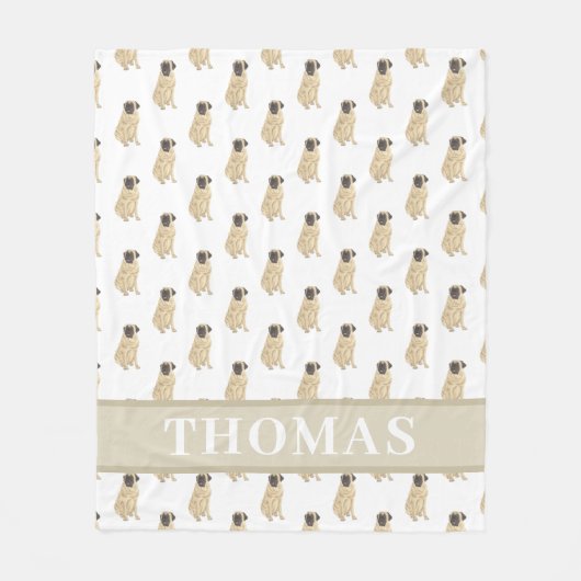 Gepersonaliseerde Mastiff Roze & Wit Fleece Deken (Voorkant)