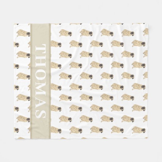 Gepersonaliseerde Mastiff Roze & Wit Fleece Deken (Voorkant (Horizontaal))