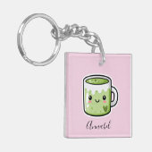 Gepersonaliseerde Matcha-drank en -cake Sleutelhanger (Voorkant Links)