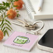 Gepersonaliseerde Matcha-drank en -cake Sleutelhanger (Voorkant Rechts)