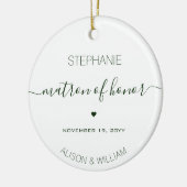 Gepersonaliseerde Matron of Honor Donkergroene tek Keramisch Ornament (Links)