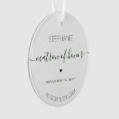 Gepersonaliseerde Matron of Honor Donkergroene tek Ornament (voorkant)