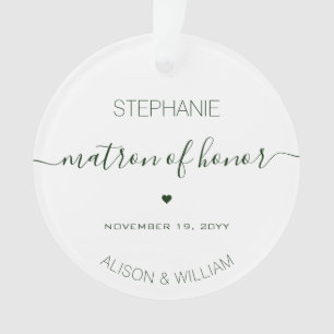 Gepersonaliseerde Matron of Honor Donkergroene tek Ornament