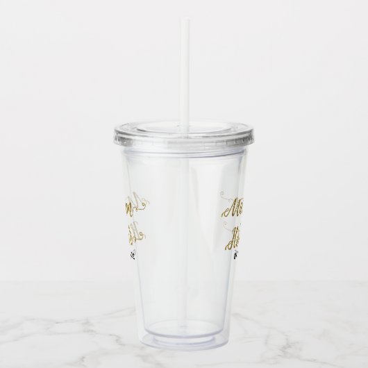 Gepersonaliseerde Matron of Honor Gold Glitter Acryl Drinkbeker (Rechts)