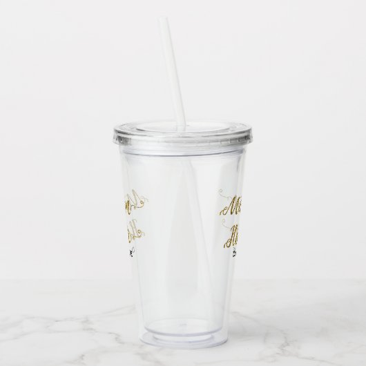 Gepersonaliseerde Matron of Honor Gold Glitter Acryl Drinkbeker (Links)