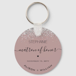 Gepersonaliseerde Matron van Honor Glitter confett Sleutelhanger