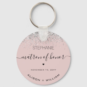 Gepersonaliseerde Matron van Honor Glitter confett Sleutelhanger