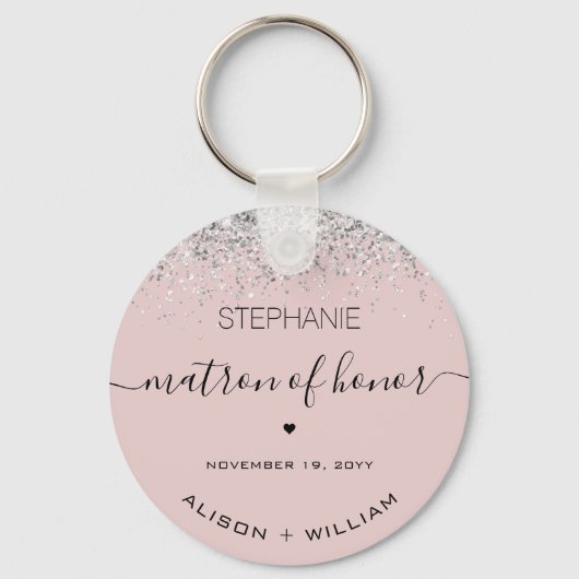 Gepersonaliseerde Matron van Honor Glitter confett Sleutelhanger (Voorkant)