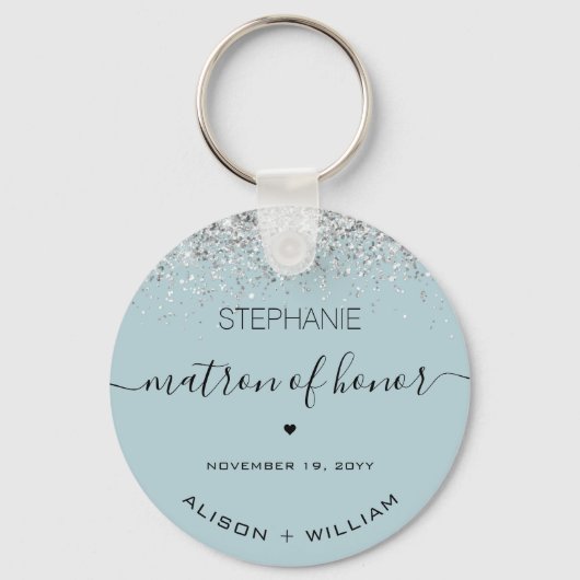 Gepersonaliseerde Matron van Honor Glitter confett Sleutelhanger (Voorkant)
