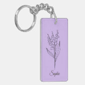 Gepersonaliseerde May Birth Flower Sleutelhanger (Voorkant Links)
