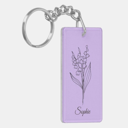 Gepersonaliseerde May Birth Flower Sleutelhanger (Voorkant Links)