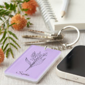 Gepersonaliseerde May Birth Flower Sleutelhanger (Voorkant Rechts)