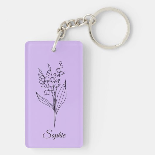 Gepersonaliseerde May Birth Flower Sleutelhanger (achterkant)