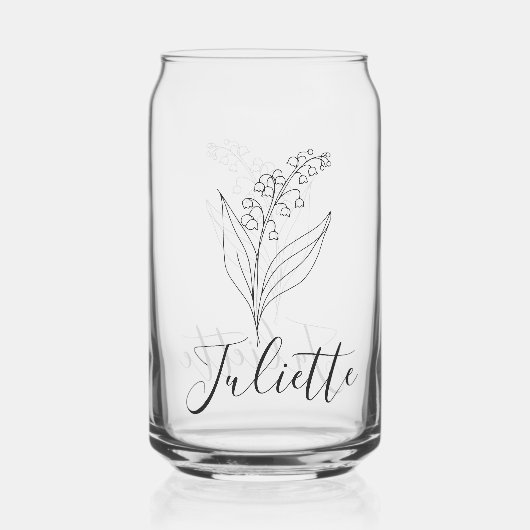 Gepersonaliseerde May Lily van de Vallei Geboorteb Blikvorm Glas (Achterkant)