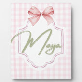 Gepersonaliseerde Maya Baby Girl Nursery Bow & Gin Fotoplaat (Voorkant)