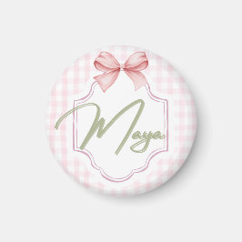 Gepersonaliseerde Maya Baby Girl Nursery Bow & Gin Magneet