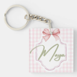 Gepersonaliseerde Maya Baby Girl Nursery Bow & Gin Sleutelhanger
