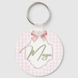 Gepersonaliseerde Maya Baby Girl Nursery Bow & Gin Sleutelhanger