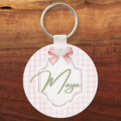 Gepersonaliseerde Maya Baby Girl Nursery Bow & Gin Sleutelhanger (Voorkant)
