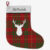Gepersonaliseerde McTavish Tartan Green Red Pset Grote Kerstsok (Voorkant)
