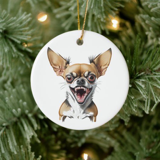 Gepersonaliseerde Mean Chihuahua | Grappige honden Keramisch Ornament (Boom)