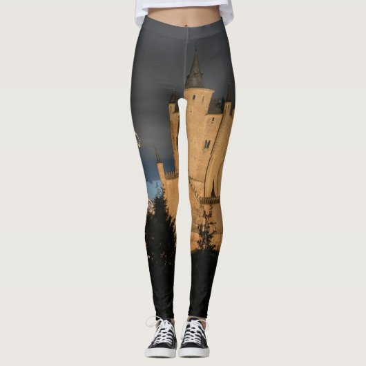 Gepersonaliseerde Medieval Castle Mode Yoga Naam Leggings (Voorkant)
